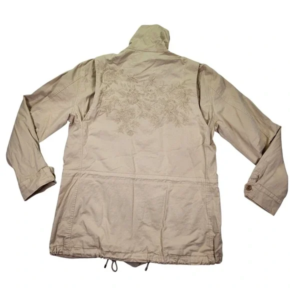 Ralph Lauren Featherweight Twill Field Jacket‎ Khaki Floral Embroidery M NWT - Picture 6 of 16